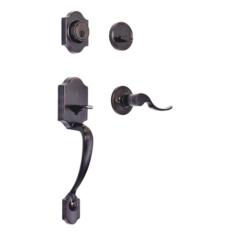 Amazon Basics Front Door Lock Set Handleset with Shelby Lever Single Cylinder